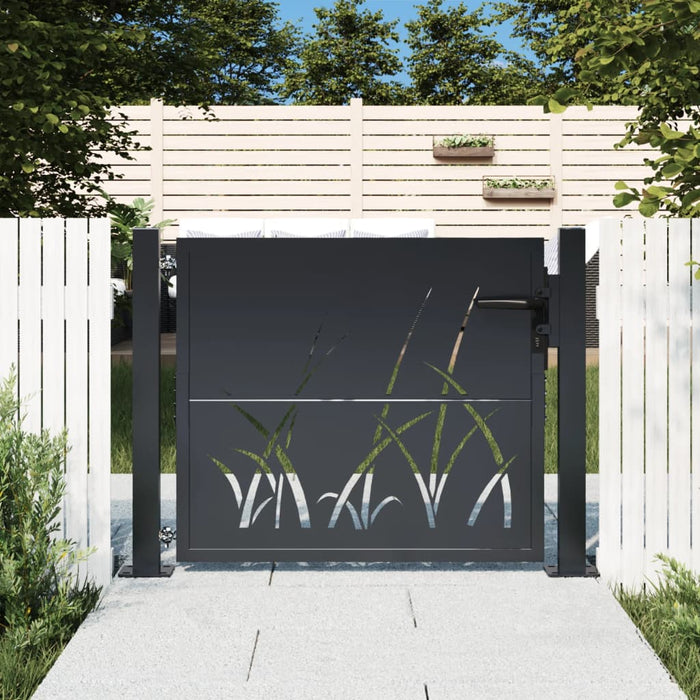 Garden Gate Anthracite 105X80 Cm Steel Grass Design Optoll