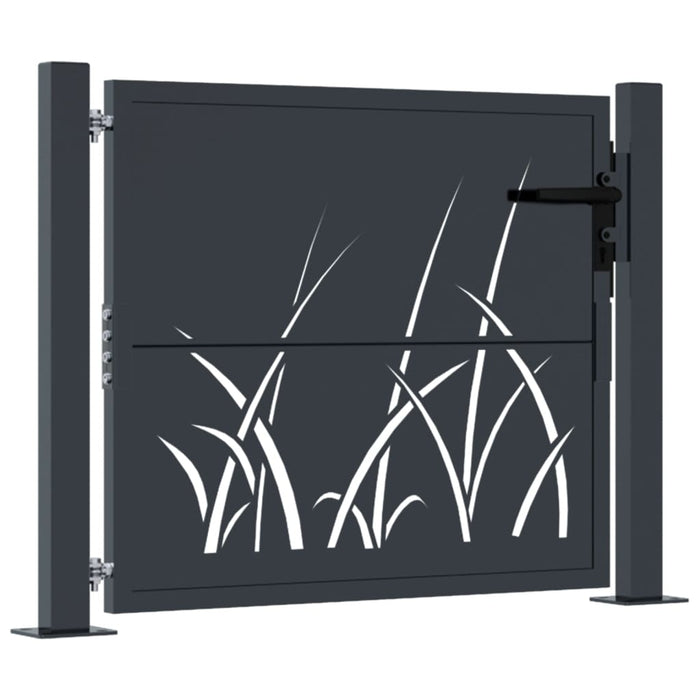 Garden Gate Anthracite 105X105 Cm Steel Grass Design Optoli