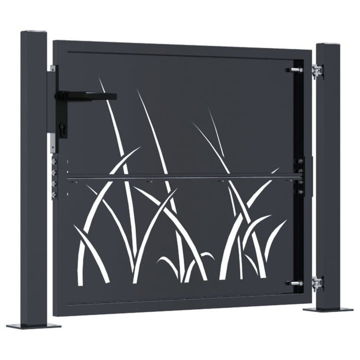Garden Gate Anthracite 105X105 Cm Steel Grass Design Optoli