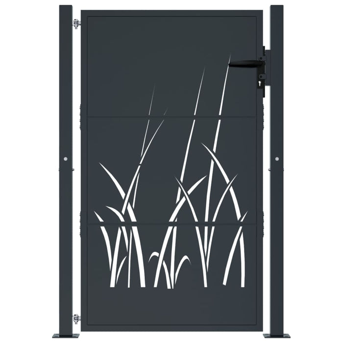 Garden Gate Anthracite 105X130 Cm Steel Grass Design Optoln