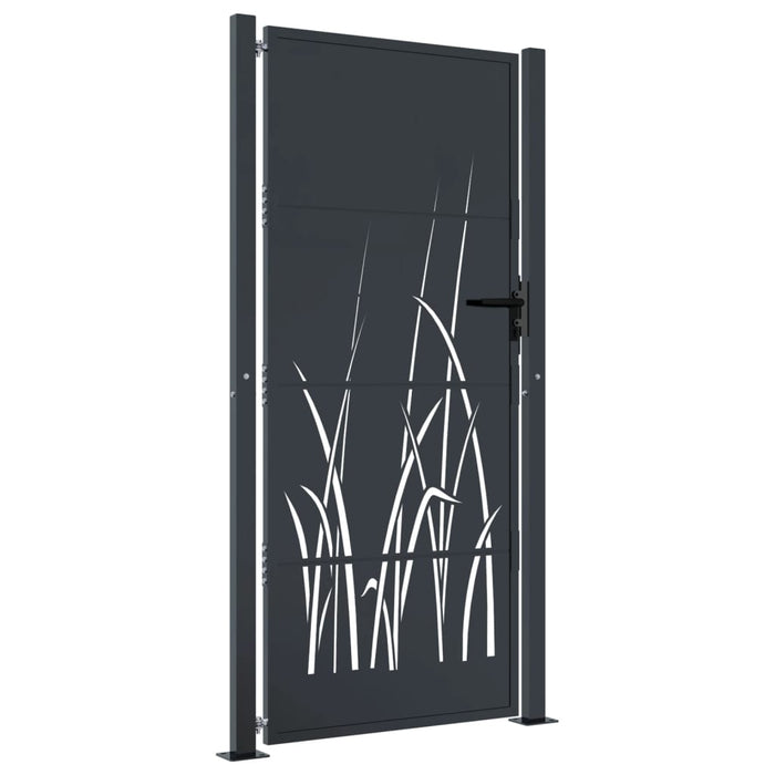 Garden Gate Anthracite 105X205 Cm Steel Grass Design Optoio
