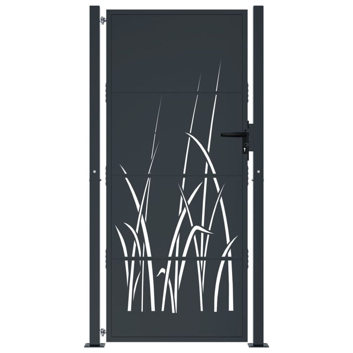 Garden Gate Anthracite 105X205 Cm Steel Grass Design Optoio
