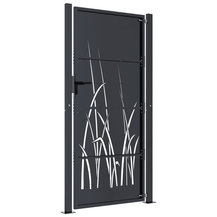 Garden Gate Anthracite 105X205 Cm Steel Grass Design Optoio