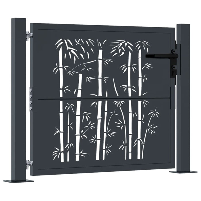 Garden Gate Anthracite 105X80 Cm Steel Bamboo Design Optoin