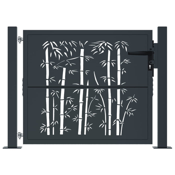 Garden Gate Anthracite 105X80 Cm Steel Bamboo Design Optoin