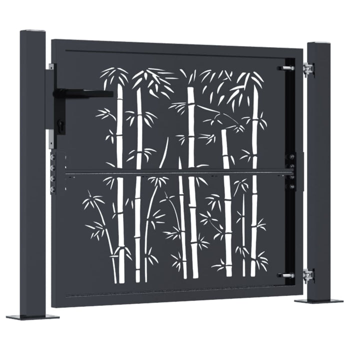 Garden Gate Anthracite 105X80 Cm Steel Bamboo Design Optoin
