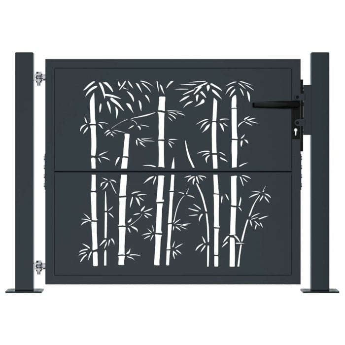 Garden Gate Anthracite 105X105 Cm Steel Bamboo Design Optoik