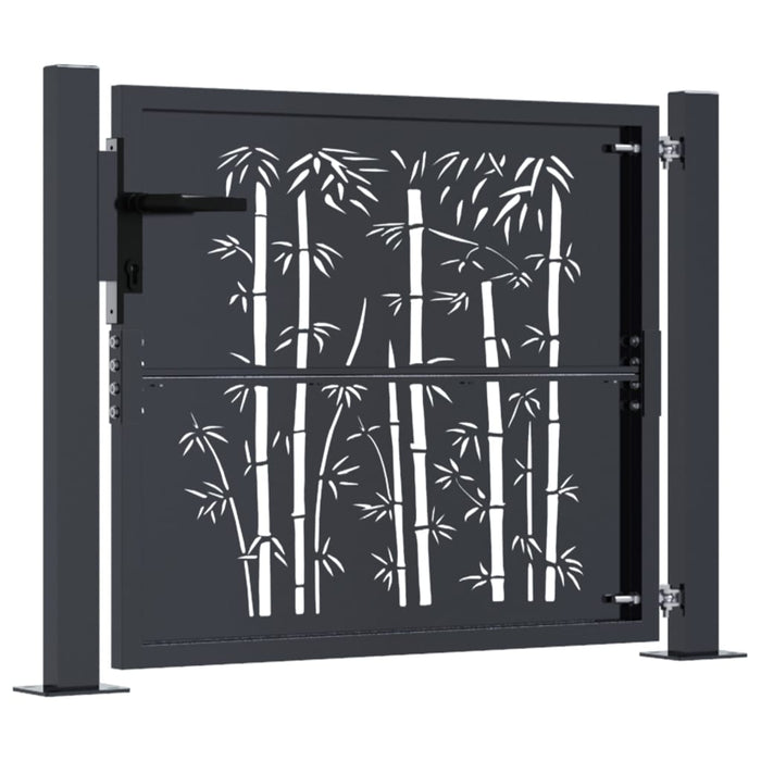 Garden Gate Anthracite 105X105 Cm Steel Bamboo Design Optoik