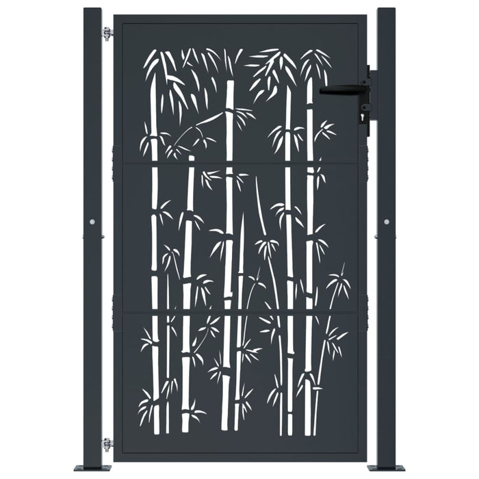 Garden Gate Anthracite 105X155 Cm Steel Bamboo Design Optono