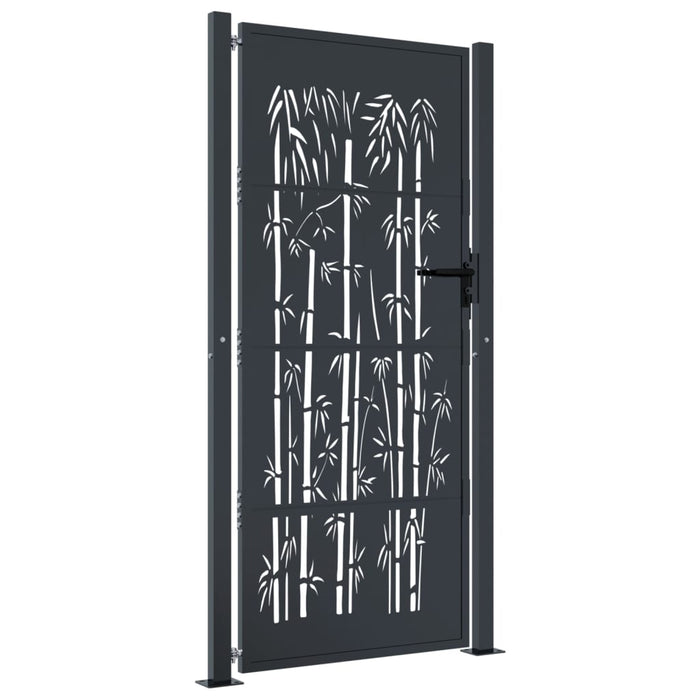 Garden Gate Anthracite 105X205 Cm Steel Bamboo Design Optont