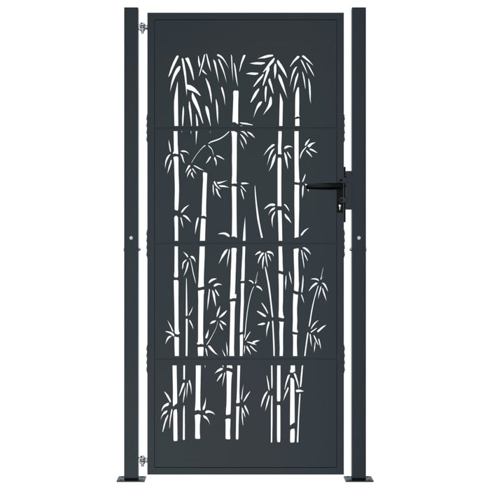 Garden Gate Anthracite 105X205 Cm Steel Bamboo Design Optont