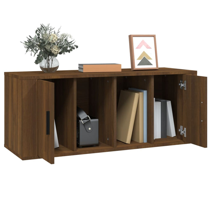 Tv Cabinet Brown Oak 100X35X40 Cm Engineered Wood Nolnbi