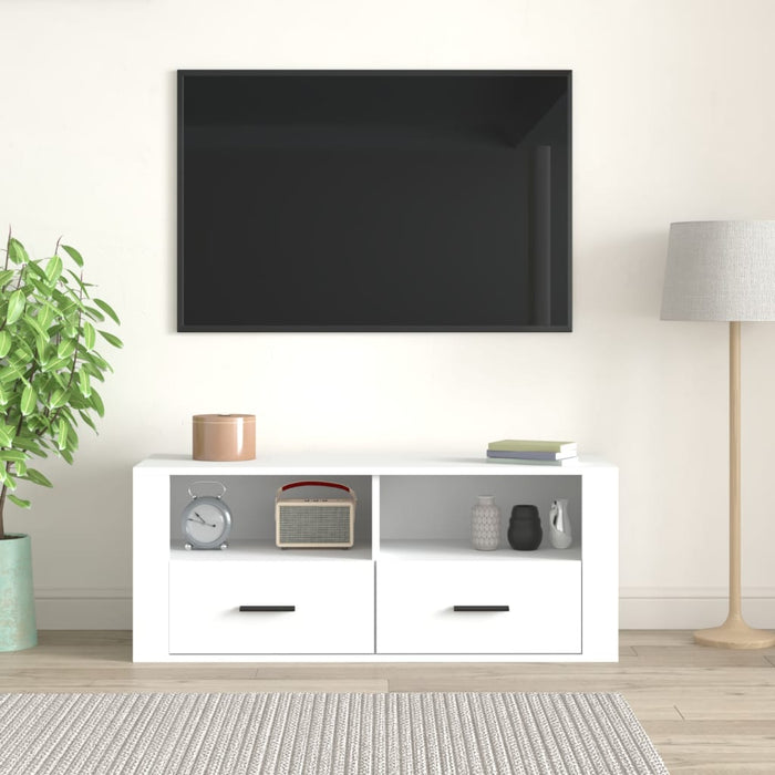 Tv Cabinet White 100X35X40 Cm Engineered Wood Nolnbn