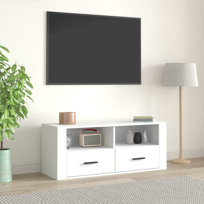 Tv Cabinet White 100X35X40 Cm Engineered Wood Nolnbn