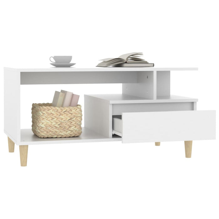 Coffee Table White 90X49X45 Cm Engineered Wood Noklox