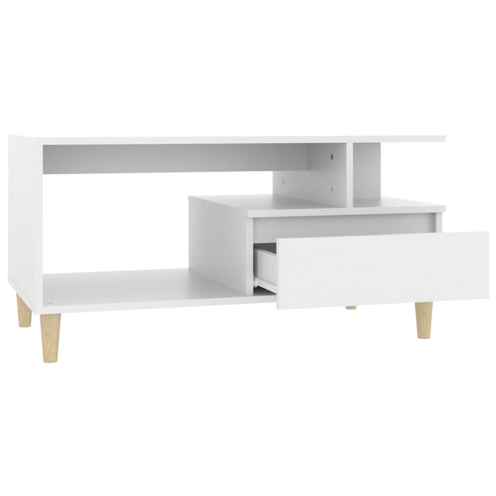 Coffee Table White 90X49X45 Cm Engineered Wood Noklox