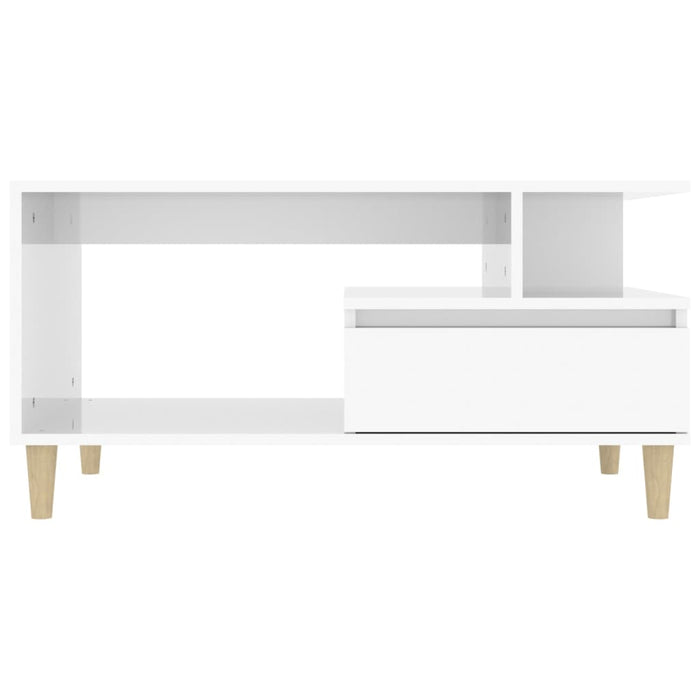 Coffee Table Glossy Look White 90X49X45 Cm Engineered Wood Nokloa