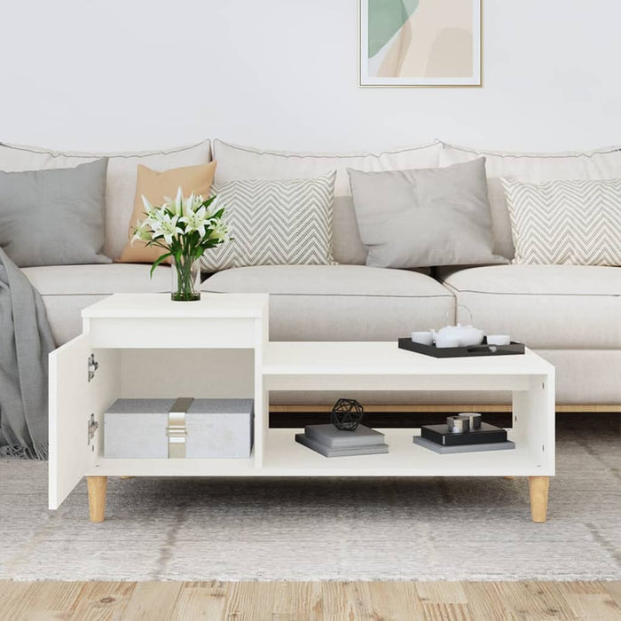 Coffee Table White 100X50X45 Cm Engineered Wood Nxooxa