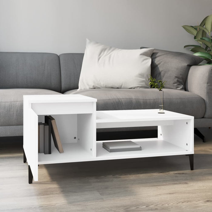 Coffee Table White 100X50X45 Cm Engineered Wood Nxootx