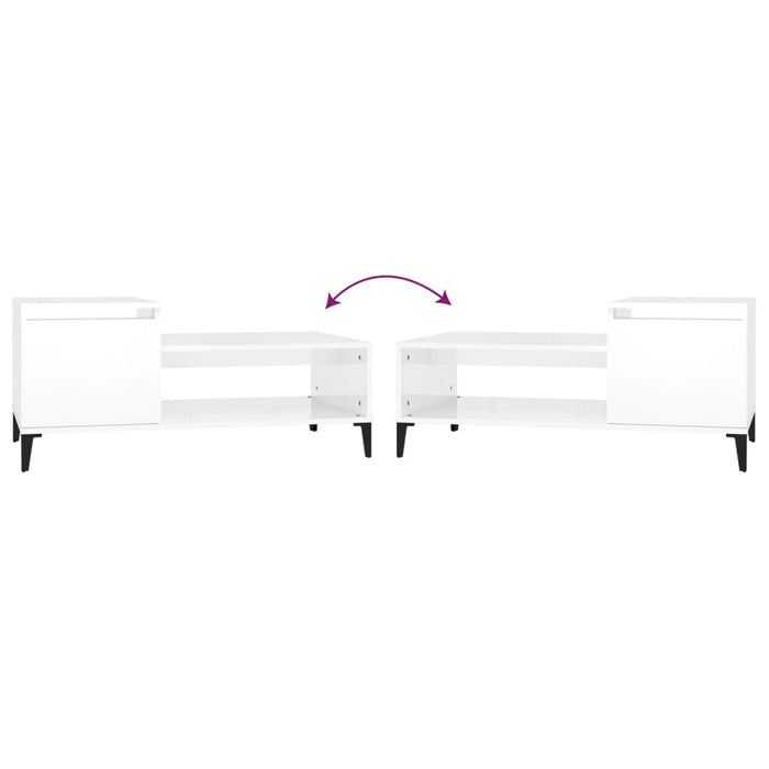 Coffee Table Glossy Look White 100X50X45 Cm Engineered Wood Nxoota