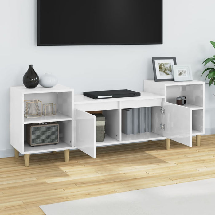 Tv Cabinet Glossy Look White 160X35X55 Cm Engineered Wood Nxookb