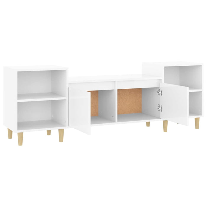 Tv Cabinet Glossy Look White 160X35X55 Cm Engineered Wood Nxookb