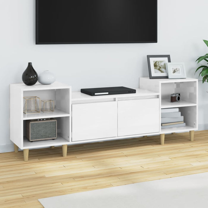 Tv Cabinet Glossy Look White 160X35X55 Cm Engineered Wood Nxookb