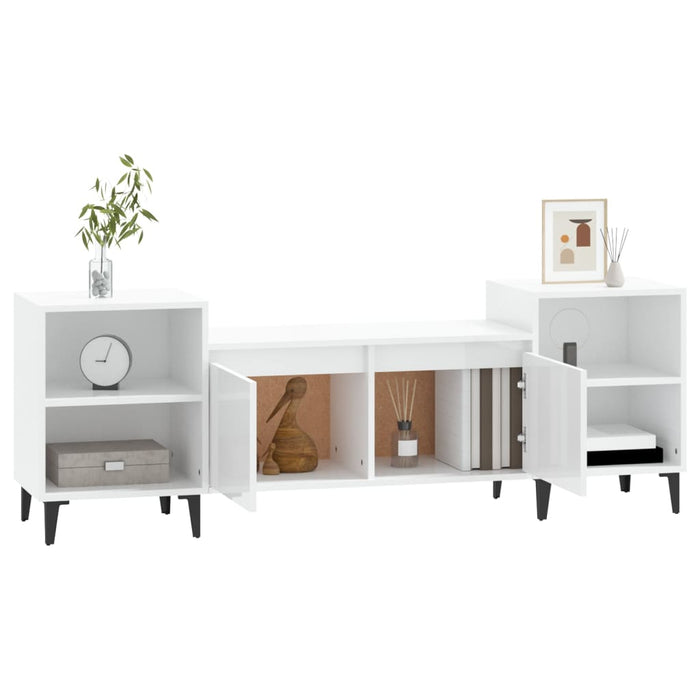 Tv Cabinet Glossy Look White 160X35X55 Cm Engineered Wood Nxookn