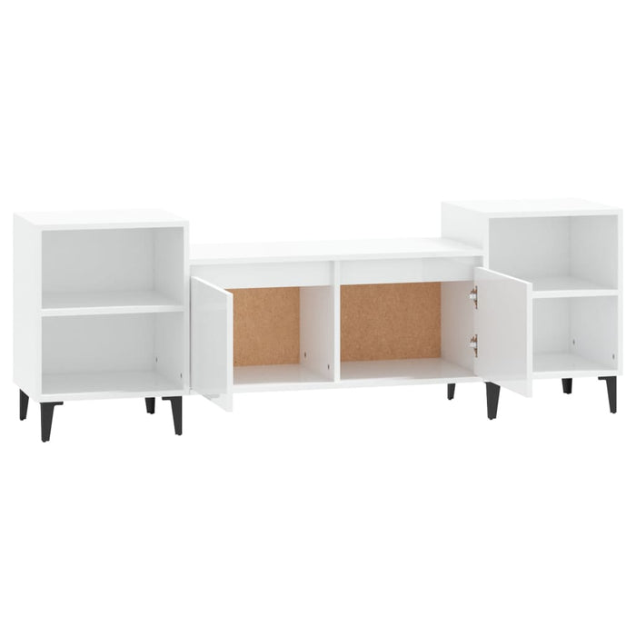 Tv Cabinet Glossy Look White 160X35X55 Cm Engineered Wood Nxookn