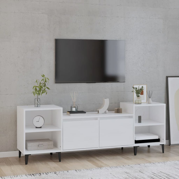 Tv Cabinet Glossy Look White 160X35X55 Cm Engineered Wood Nxookn