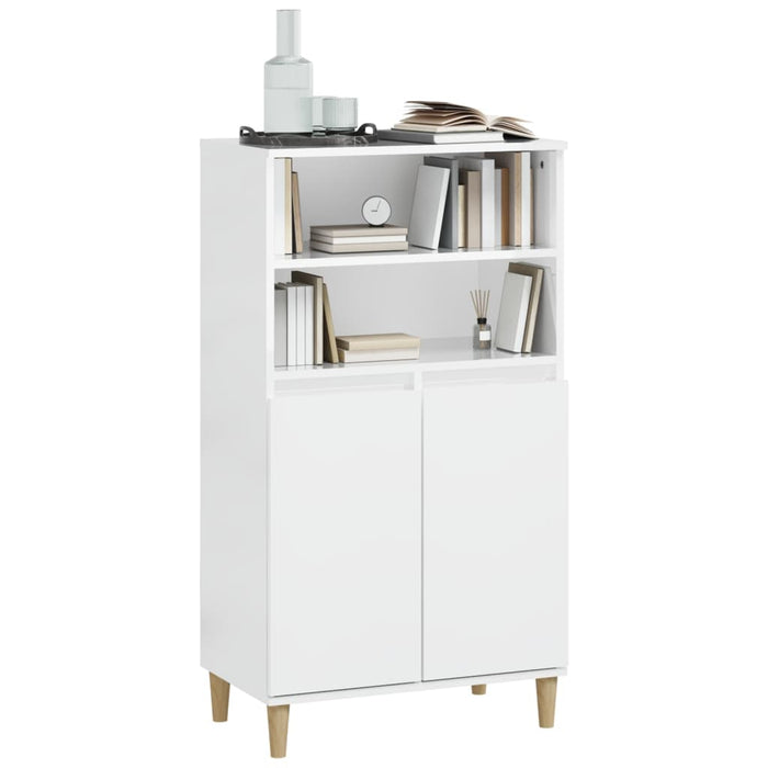 Highboard Glossy Look White 60X36X110 Cm Engineered Wood Nxoxxx