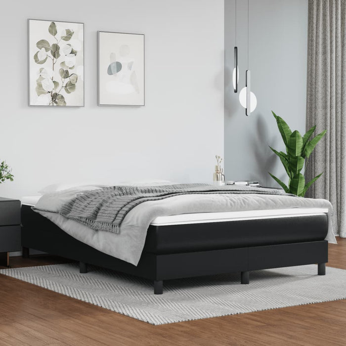 Queen Size Box Spring Bed Frame Black Faux Leather Toxbitb