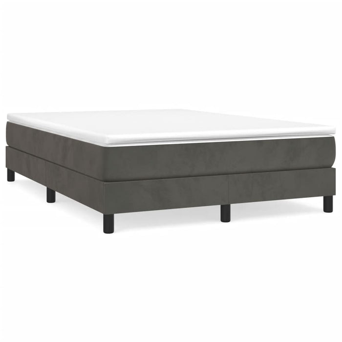 Double Size Box Spring Bed Frame Dark Grey Velvet Toxbnbt