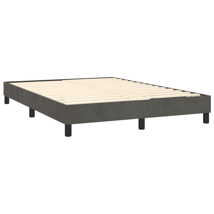 Double Size Box Spring Bed Frame Dark Grey Velvet Toxbnbt