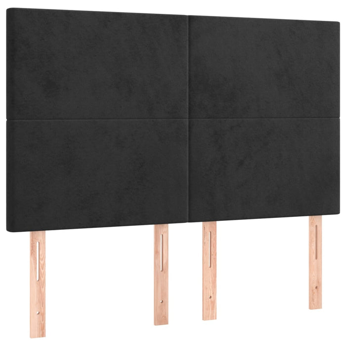 Double Size Headboards 4 Pcs Black 72X5X78/88 Cm Velvet Toolobx