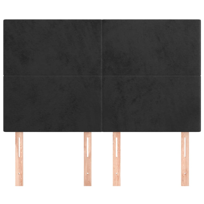 Double Size Headboards 4 Pcs Black 72X5X78/88 Cm Velvet Toolobx