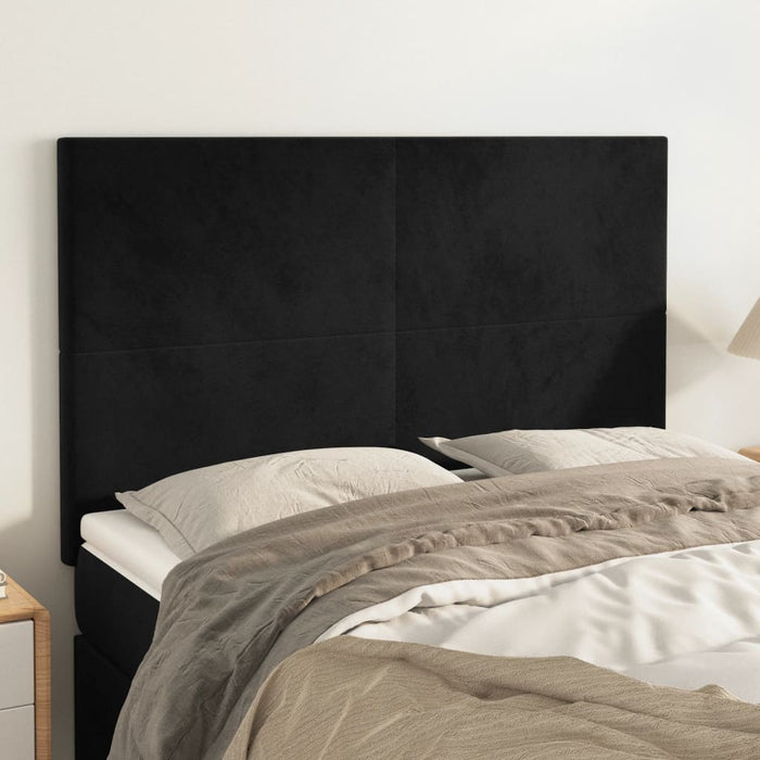 Double Size Headboards 4 Pcs Black 72X5X78/88 Cm Velvet Toolobx
