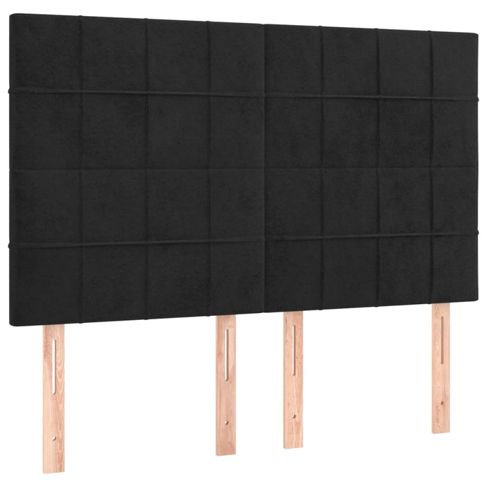 Double Size Headboards 4 Pcs Black 72X5X78/88 Cm Velvet Tooltnx