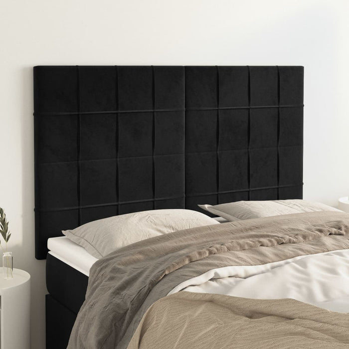Double Size Headboards 4 Pcs Black 72X5X78/88 Cm Velvet Tooltnx