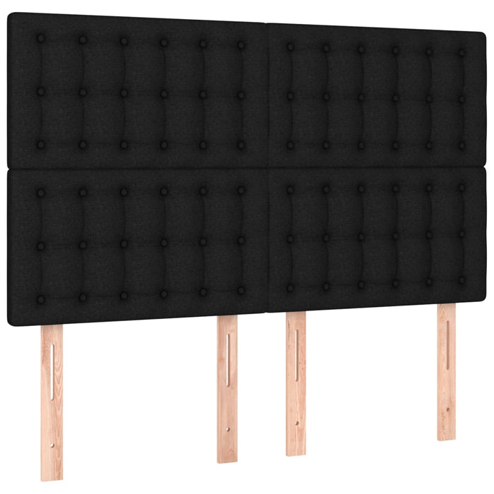 Double Size Headboards 4 Pcs Black 72X5X78/88 Cm Fabric Toolill