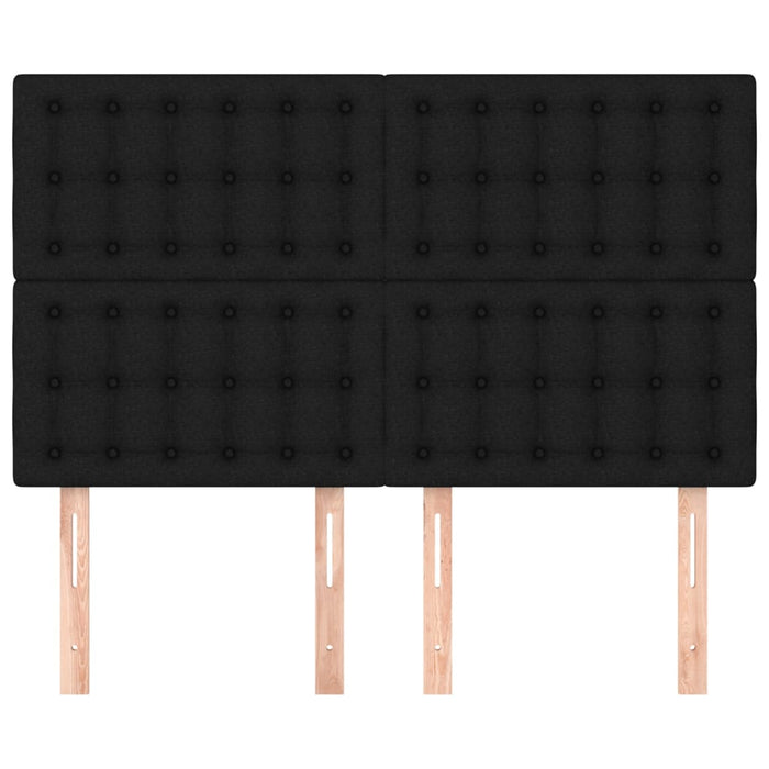 Double Size Headboards 4 Pcs Black 72X5X78/88 Cm Fabric Toolill