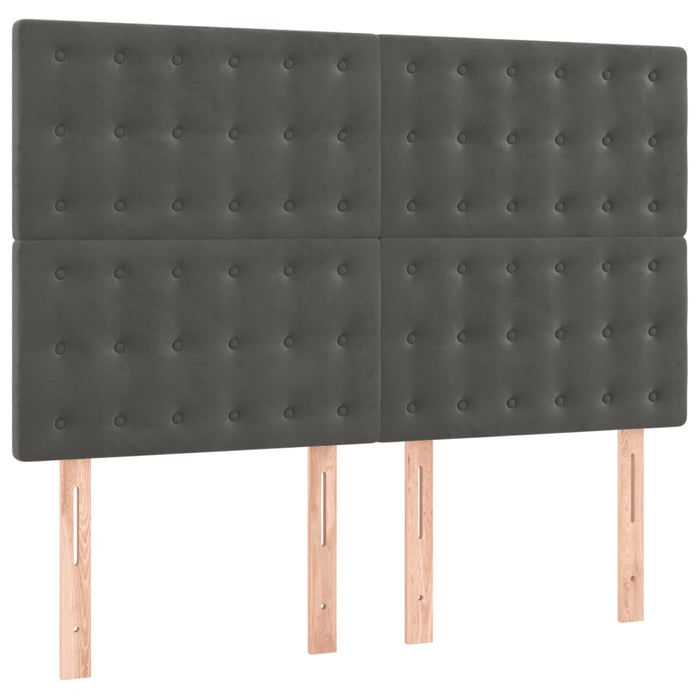 Double Size Headboards 4 Pcs Dark Grey 72X5X78/88 Cm Velvet Toolnop