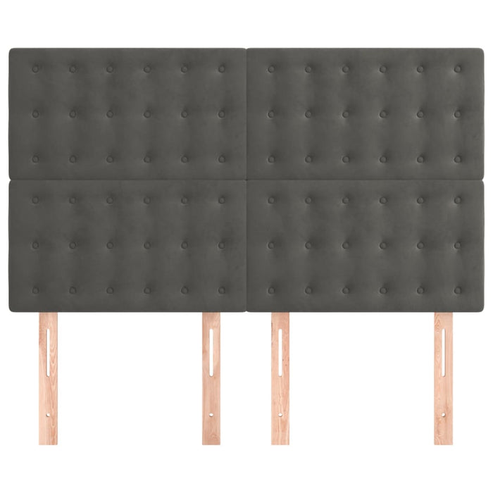 Double Size Headboards 4 Pcs Dark Grey 72X5X78/88 Cm Velvet Toolnop