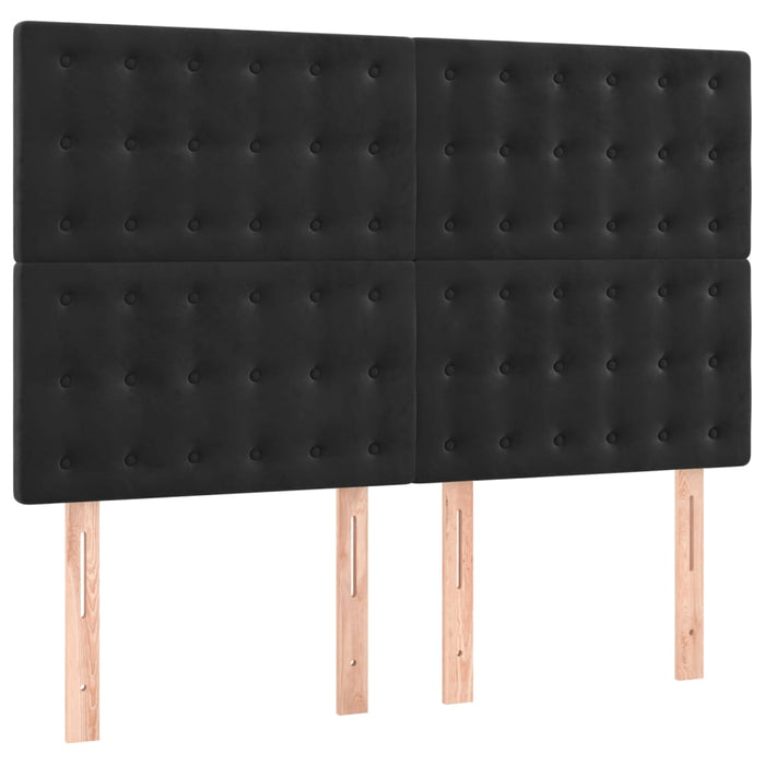 Double Size Headboards 4 Pcs Black 72X5X78/88 Cm Velvet Toolnol