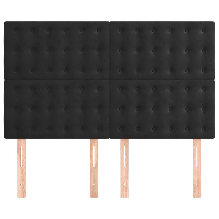 Double Size Headboards 4 Pcs Black 72X5X78/88 Cm Velvet Toolnol
