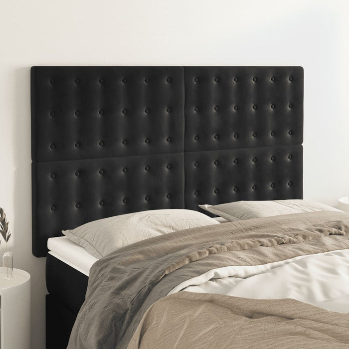 Double Size Headboards 4 Pcs Black 72X5X78/88 Cm Velvet Toolnol