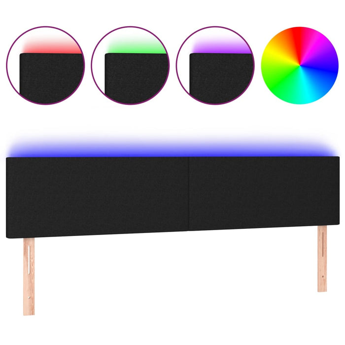 Queen Size Led Headboard Black 160X5X78/88 Cm Fabric Toxotab