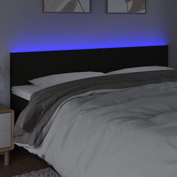 Queen Size Led Headboard Black 160X5X78/88 Cm Fabric Toxotab