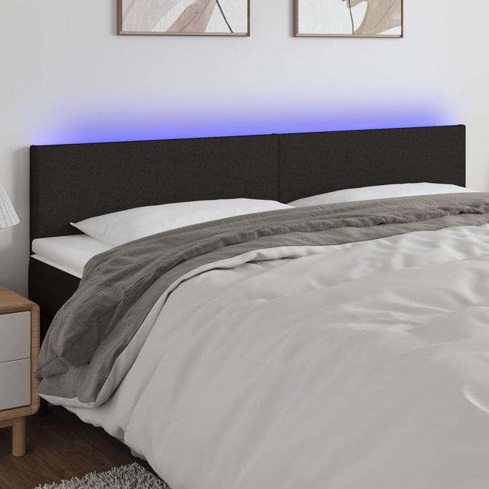Queen Size Led Headboard Black 160X5X78/88 Cm Fabric Toxotab