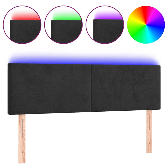 Double Size Led Headboard Black 144X5X78/88 Cm Velvet Toxotnx